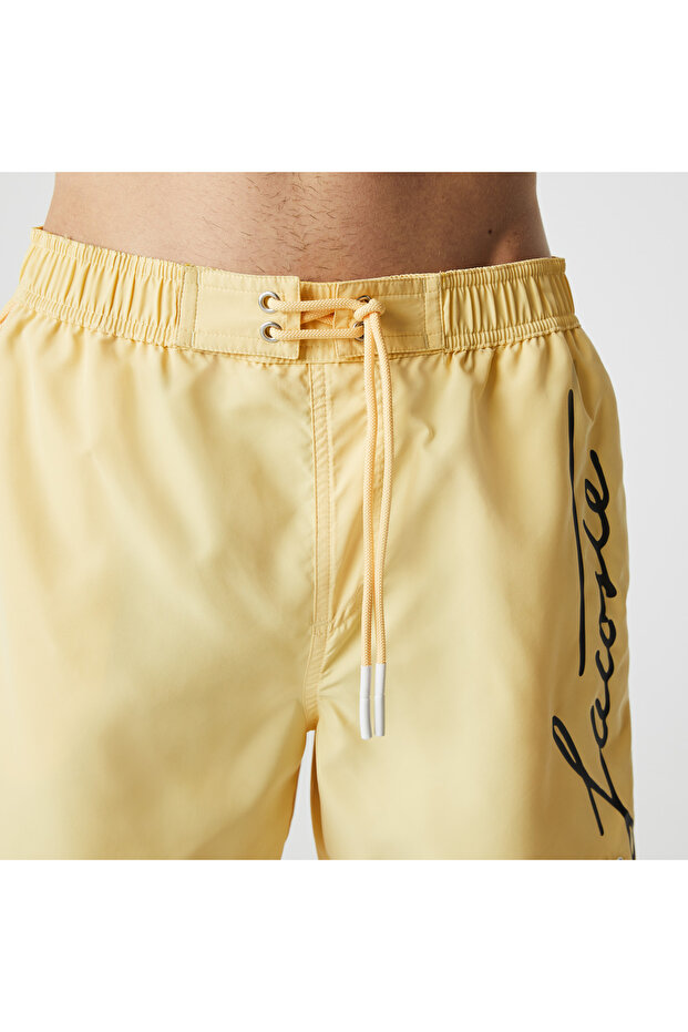 Erkek Baskılı Sarı Mayo Şort - 6