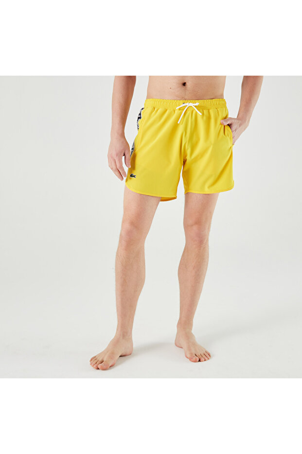 Erkek Baskılı Sarı Mayo Şort - 3