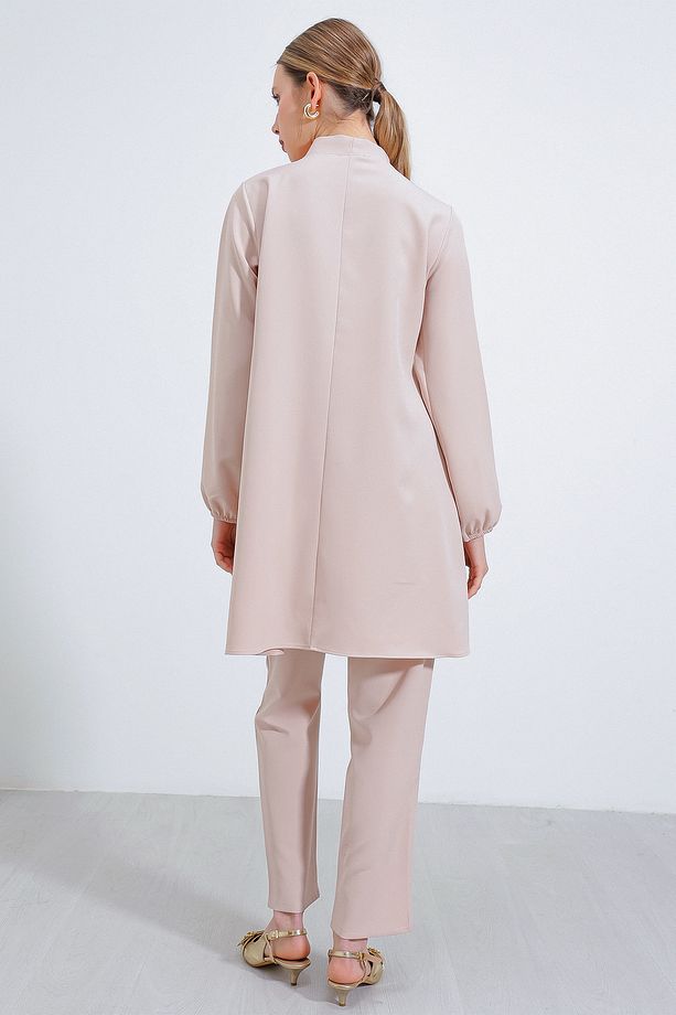 Kadın Krem Örme Pantolon Tunik Alt Üst Takım 6654 - 5