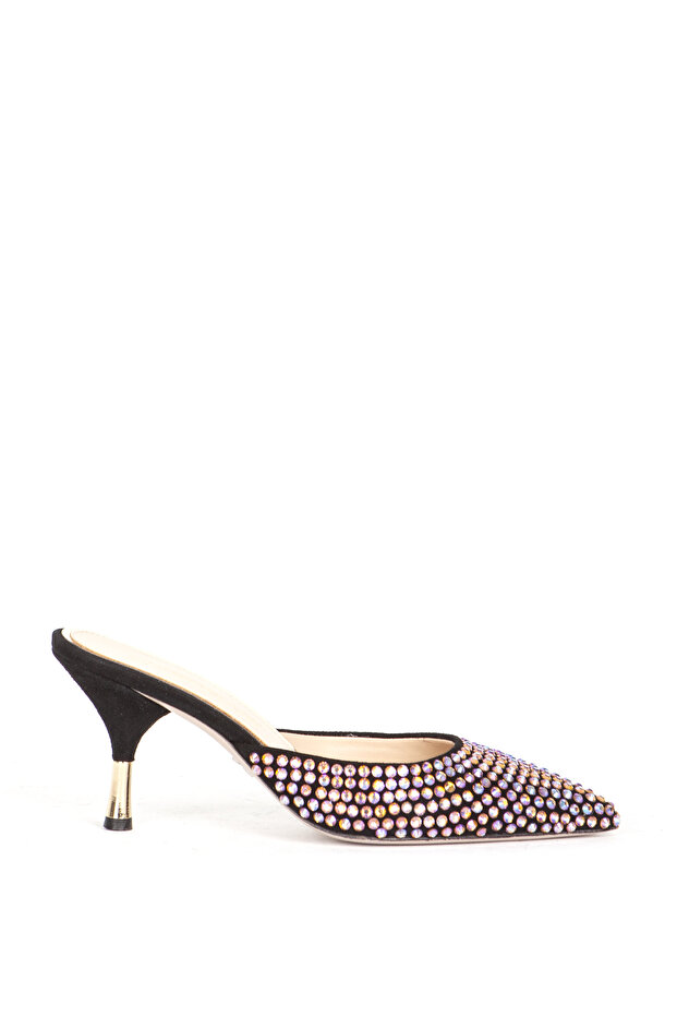 Women's Pointed Toe Rhinestone Embellished Slipper & Shoes PL 984147 Black