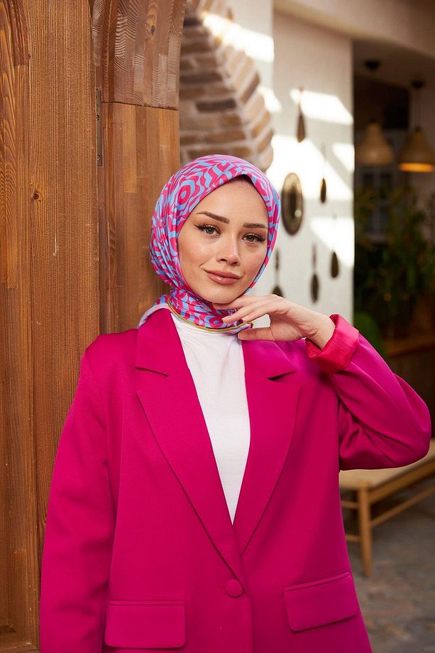 Geo Trefoil Soft Eşarp Koyu Pembe 1159-05 - 1