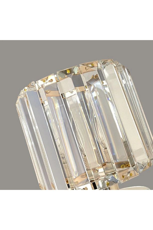 Modern Kristal Taşlı Kablosuz Pilli Aplik Aç Kapa Butonlu Gold Sarı - 5