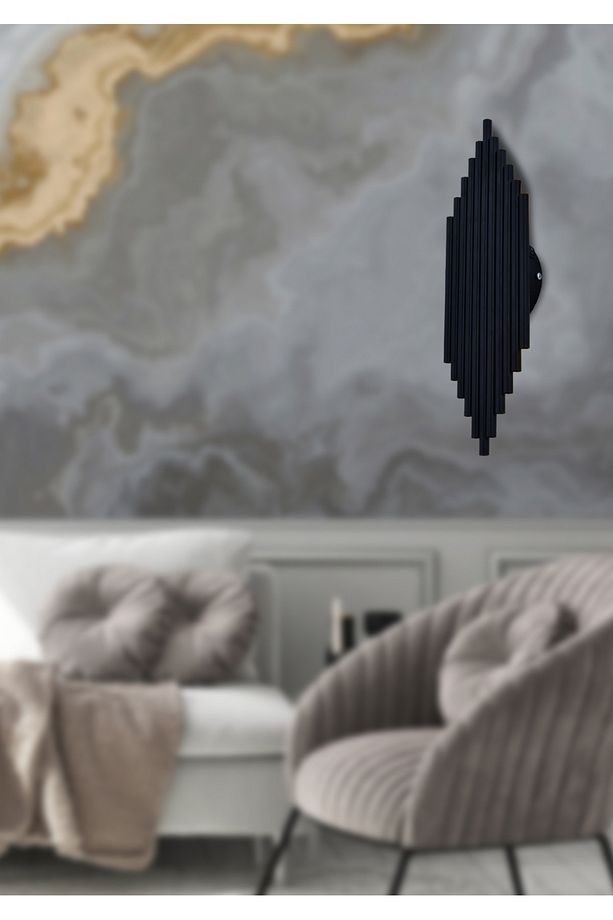 Modern Luxury Tak Çalıştır Aç Kapa Butonlu Pilli Aplik Siyah Duvar Aplik - 5