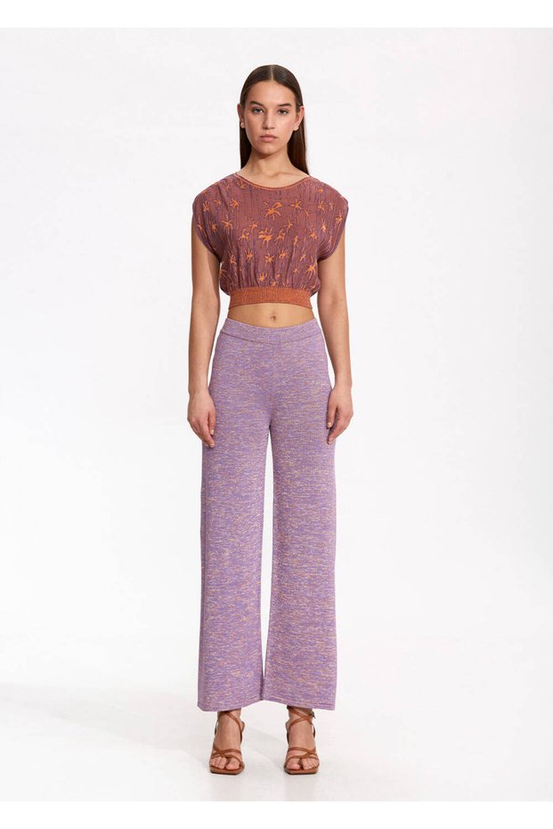 Relaxed Cut Lilac Knitwear Trousers