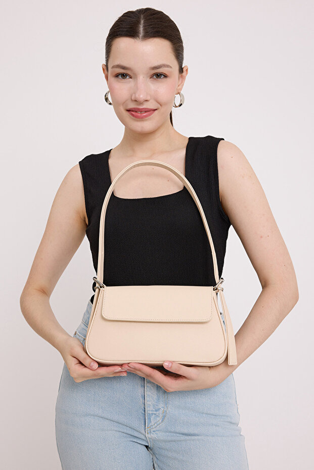 Women's Cream Covered Baguette Bag 010169