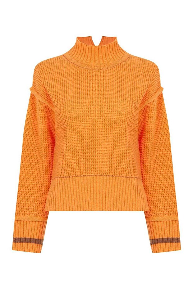 Oversıze Crop Turuncu Triko - 6