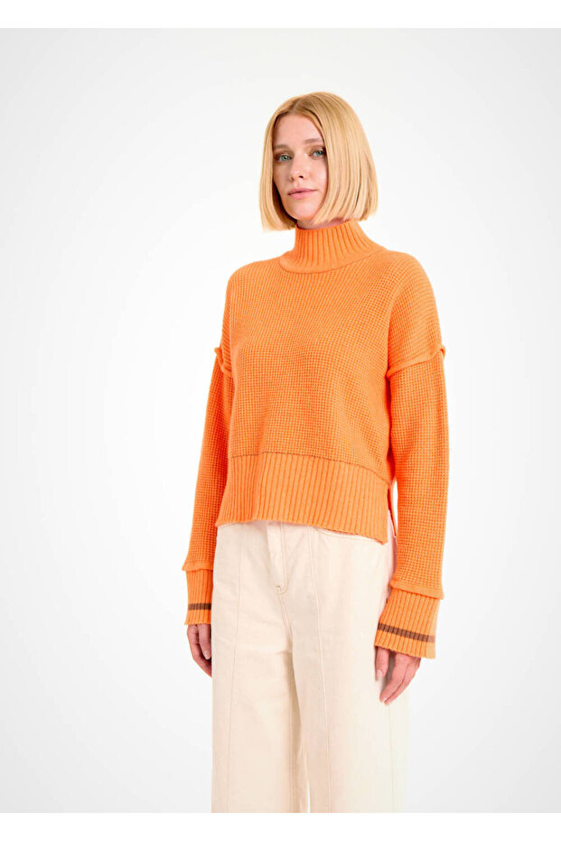 Oversıze Crop Turuncu Triko - 3