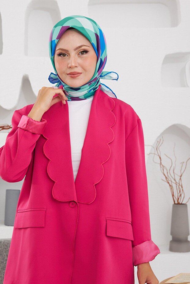 وشاح ناعم بتصميم هندسي من ريلاكس أزرق سماوي 1139-06