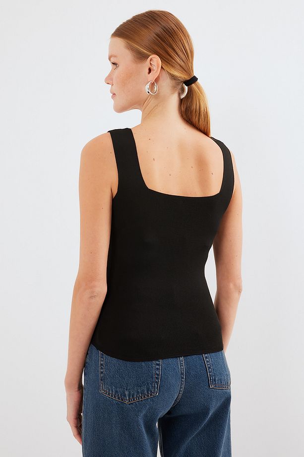 15878 Askılı Top Bluz - Siyah - 5