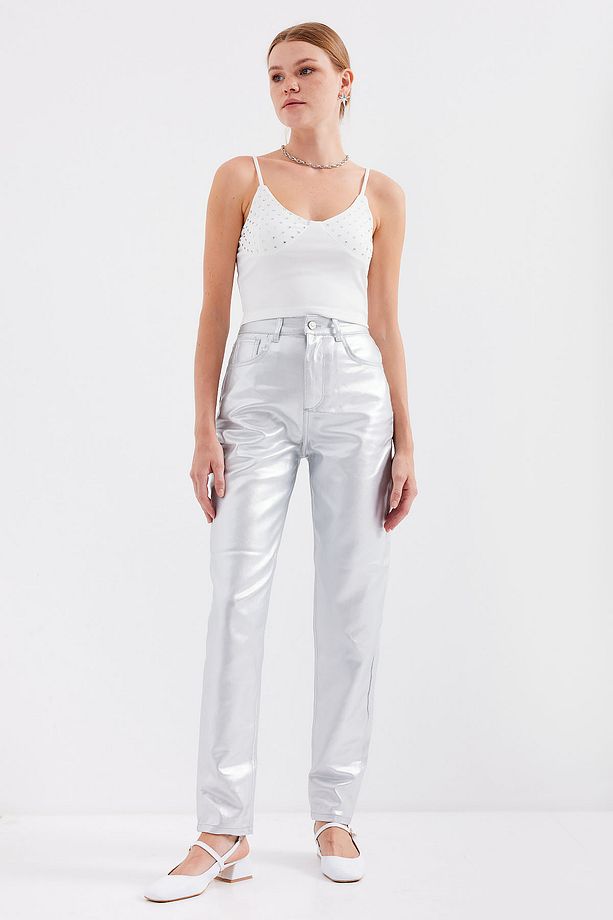 918 İp Askılı Crop Top - Beyaz - 2