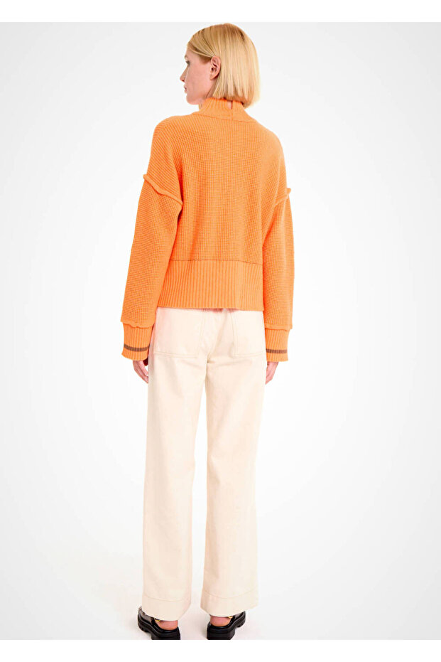 Oversıze Crop Turuncu Triko - 5