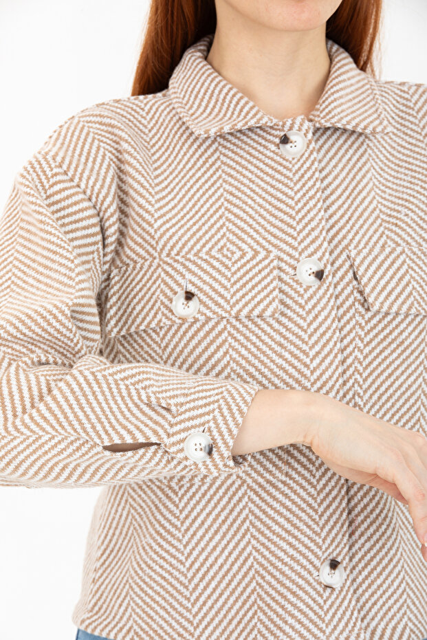 Asymmetrical Pinstripe Crop Jacket - 4