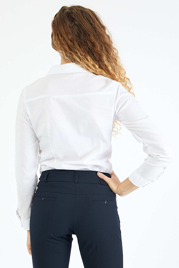 Kadın Basic Gizli Düğme Gömlek - 7
