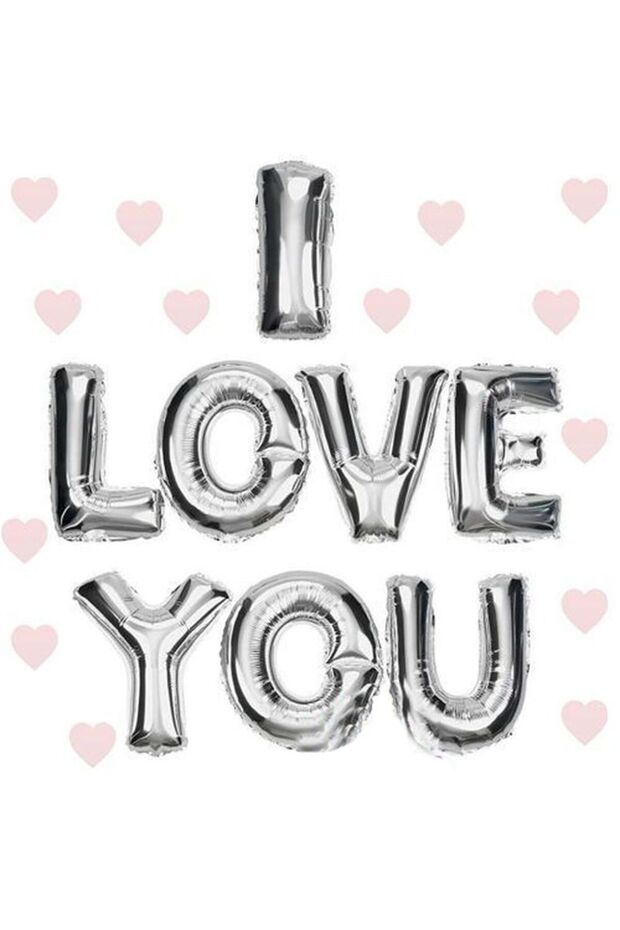 I Love You Foil Balloon Silver Color 35 cm