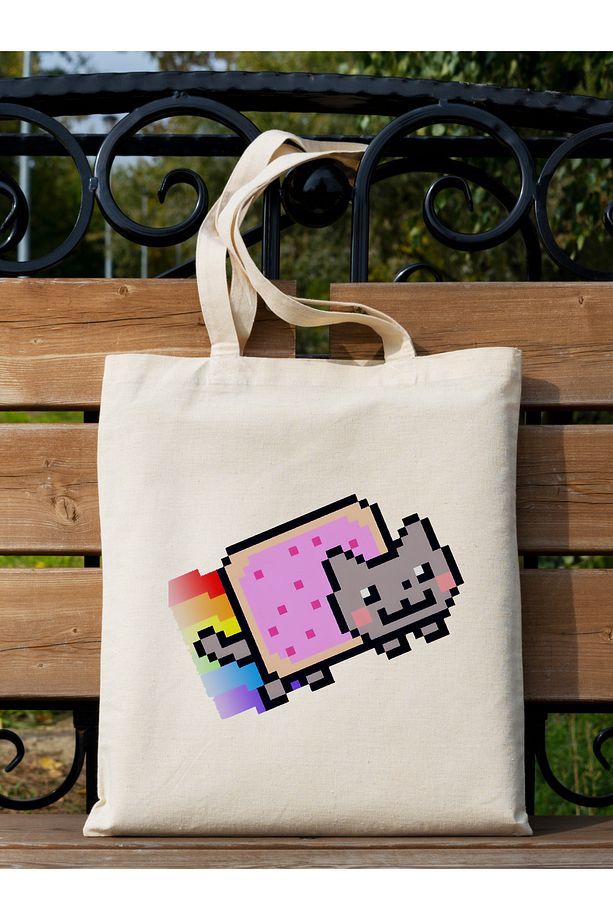 Nyan Cat Tasarım Tote Bag Bez Çanta - 3