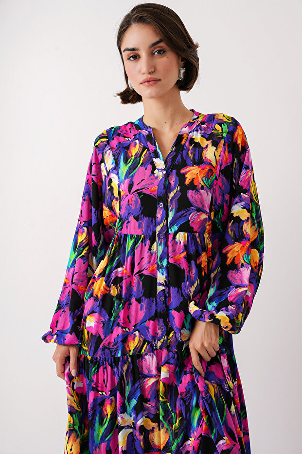 2423 موديل فستان منقوش أصلي - E. أرجواني - 8