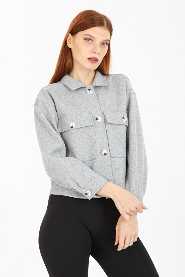 Çift Cepli Crop Ceket - 2