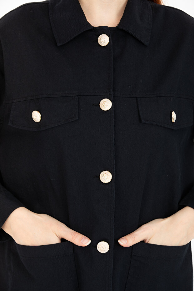 Jachetă oversize cu buzunare - 3