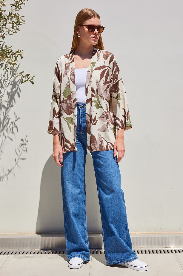 5862 Örme Kimono - Haki - 3