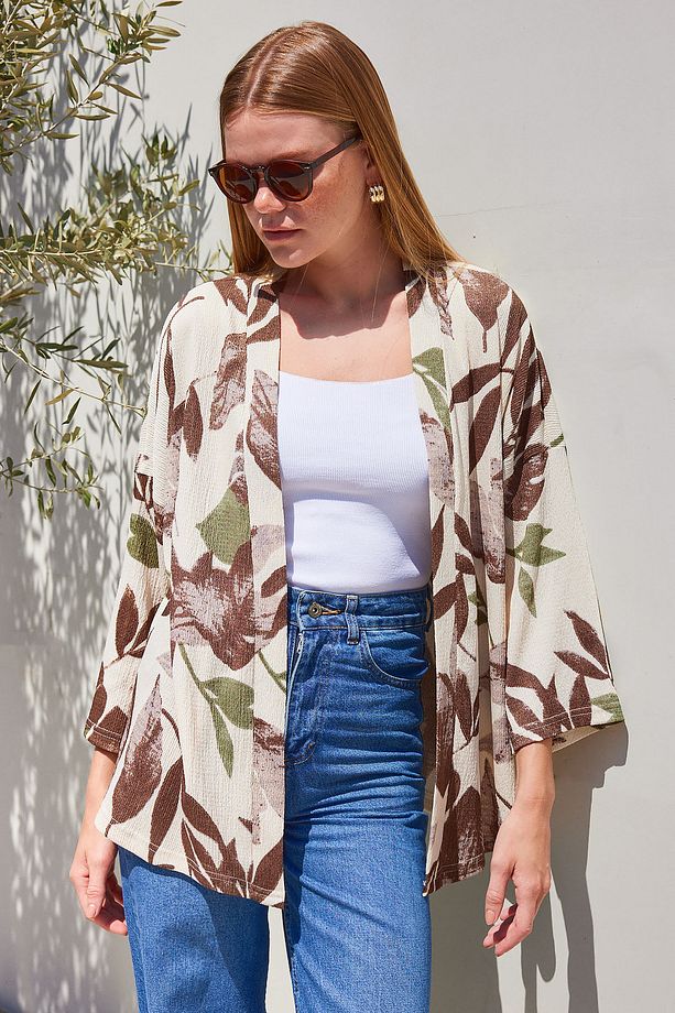 5862 Örme Kimono - Haki - 5