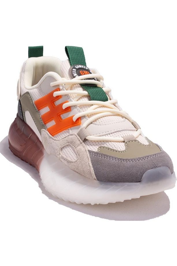 Tod Bej Turuncu Erkek Memory Foam Ortopedi Air Kalın Hafif İthal Sneaker Günlük Yürüyüş Koşu Ayakkab - 2