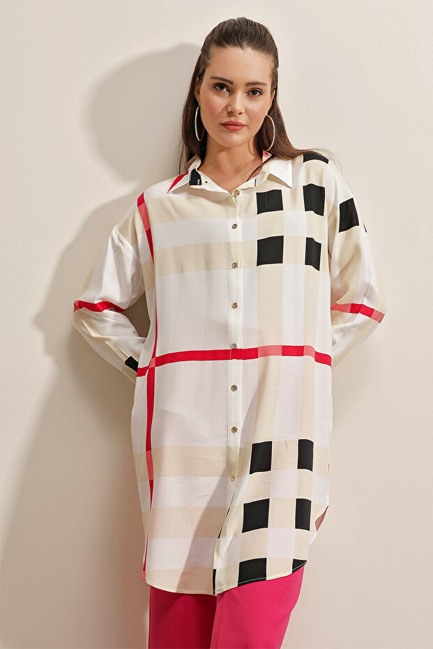 5599 Patterned Tunic - Red - 1