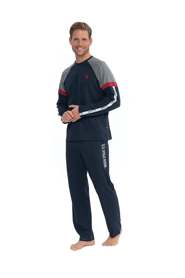 Us Polo Assn. Men's Long Sleeve Round Collar Tracksuit Pajama Set S25831