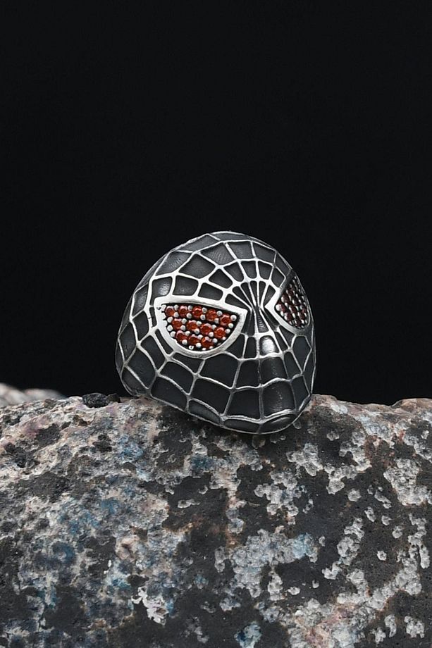 Örümcek Adam (Spiderman) Ayarlanabilir Mikro Taşlı Süslemeli 925 Ayar Gümüş Erkek Yüzüğü 901236 - 3