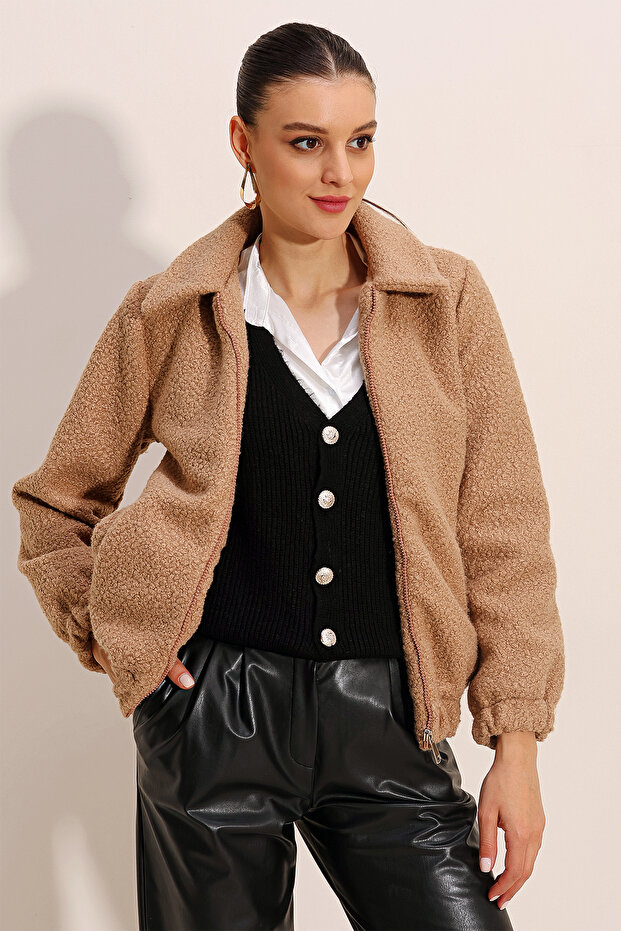 5175 Oversize Boucle Jacket - Biscuit