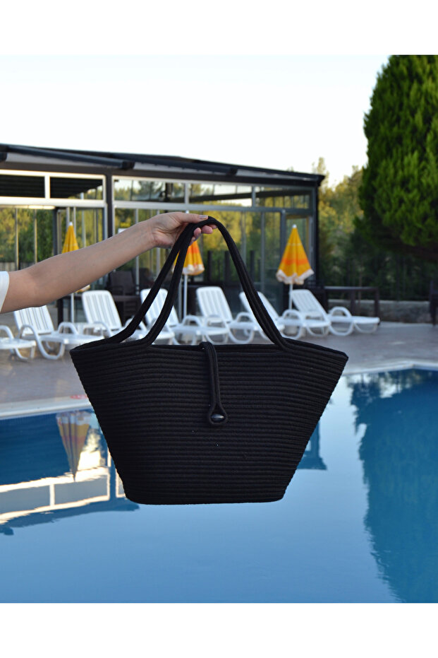 Jute Buttoned Women's Beach Bag Accessory Daily Casual Bag Natural Handmade Stylish Bag