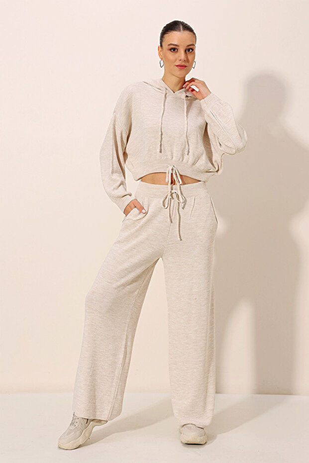 15845 Hooded Oversize Double Suit - Cream