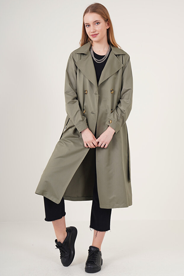 5853 Double Breasted Collar Trench Coat - Çağla