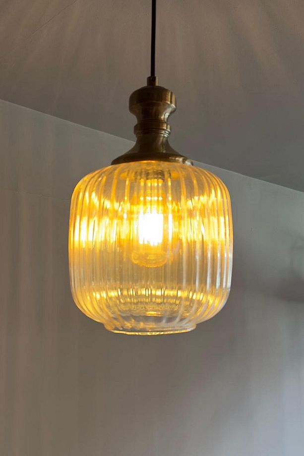 Lumina Cam Bal Rengi Tekli Avize Knob Tokmak Başlık Retro Sarkıt Lamba Restoran Salon Aydınlatma - 4