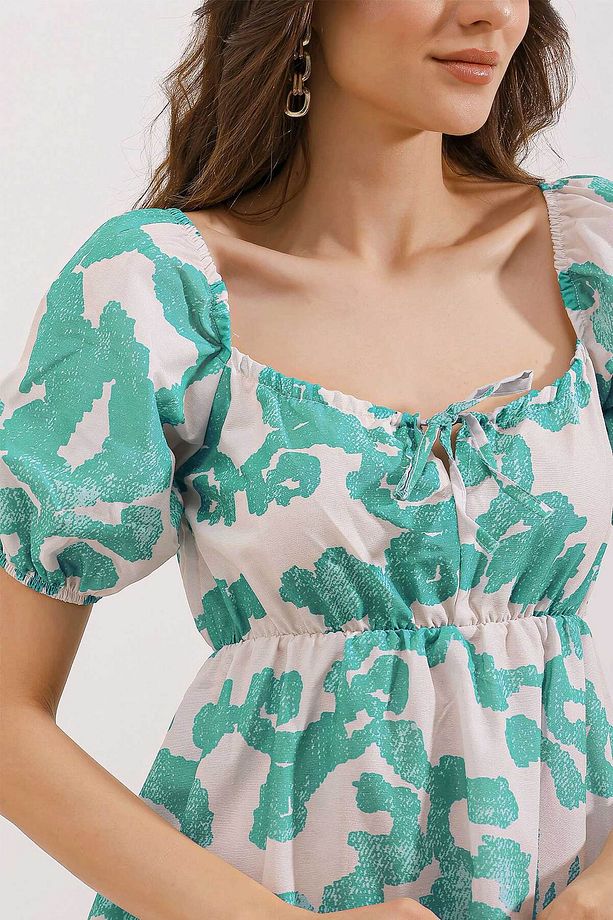 2351 Kloş Poplin Elbise - D. Mint - 4
