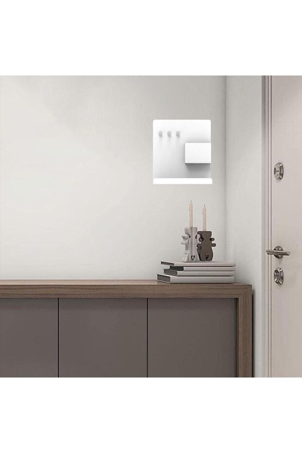 حامل مفاتيح مع رف موديل 2 أبيض - 8