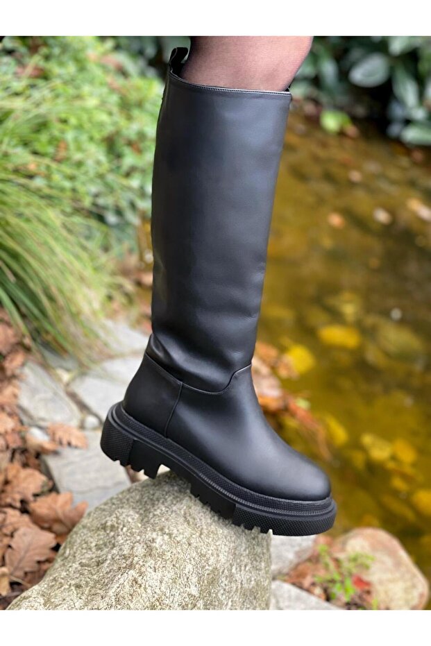 Kalın Taban Çizme Siyah - 1