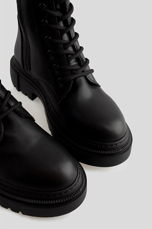 Kalın Tabanlı Çizme Siyah - 5