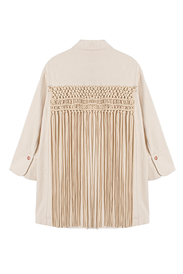 سترة من الدنيم بتفاصيل مكرامية - 2