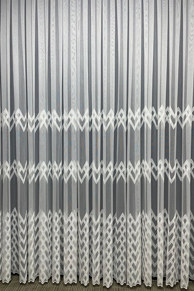 Monaco Zigzag Patterned Tulle Curtain (Without Pleat) - 5