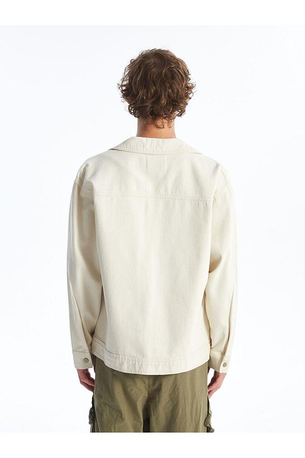 LCW Casual Ekru Rahat Kalıp Erkek Jean Ceket - 5