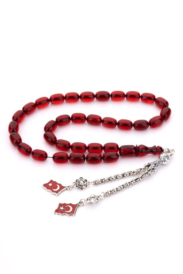 Color of Passion Turkish Flag Tassel Fire Amber Prayer Beads