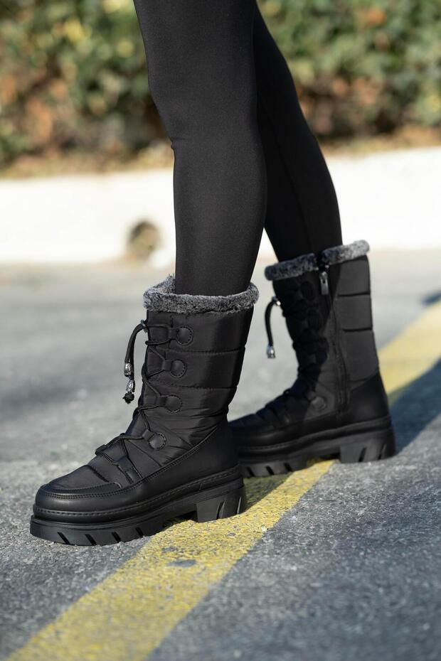 Kürklü Kar Botu Siyah - 5