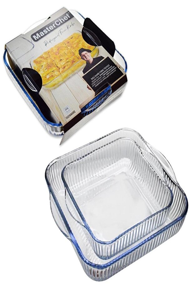Masterchef oven tray glass square optical 2 piece 145328