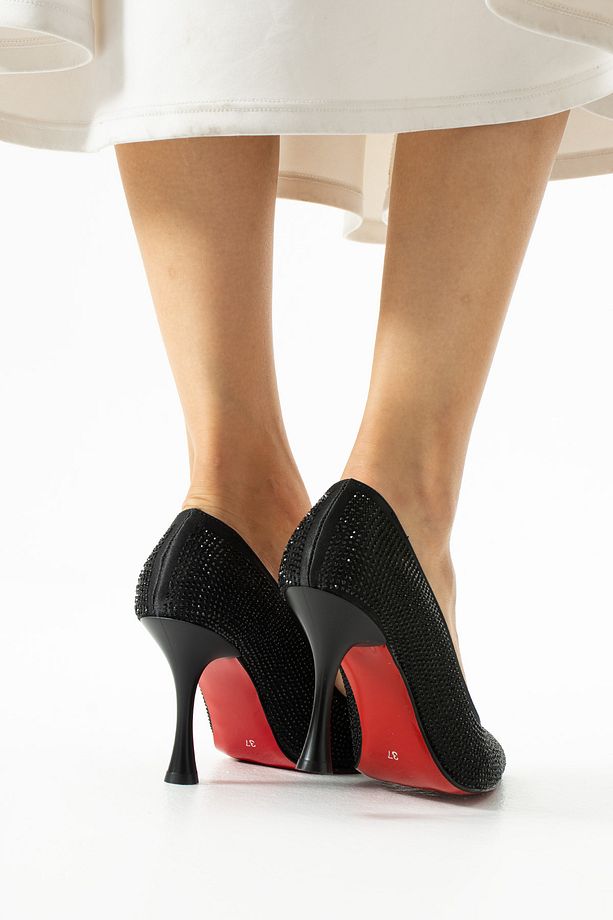 Kadınlar için Parlak Elmas Dekor Moda Parti Yüksek Topuk Stiletto Ayakkabı - 6
