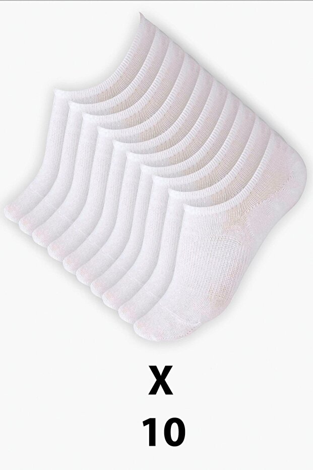 Pack of 10 Women's White Sneakers Invisible Booties Socks