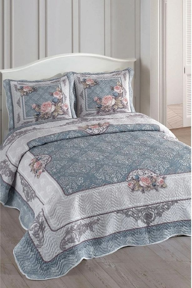 Çift Kişilik Microfiber Kapitone Yatak Örtüsü(GLORİA KAHVE) - 1