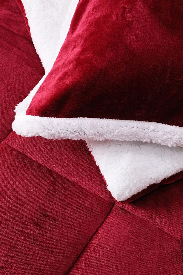 Ultrasoft Comforter Çift Kişilik Çift Taraflı Peluş Uyku Seti Fuşya | Yorgan Takımı - 3