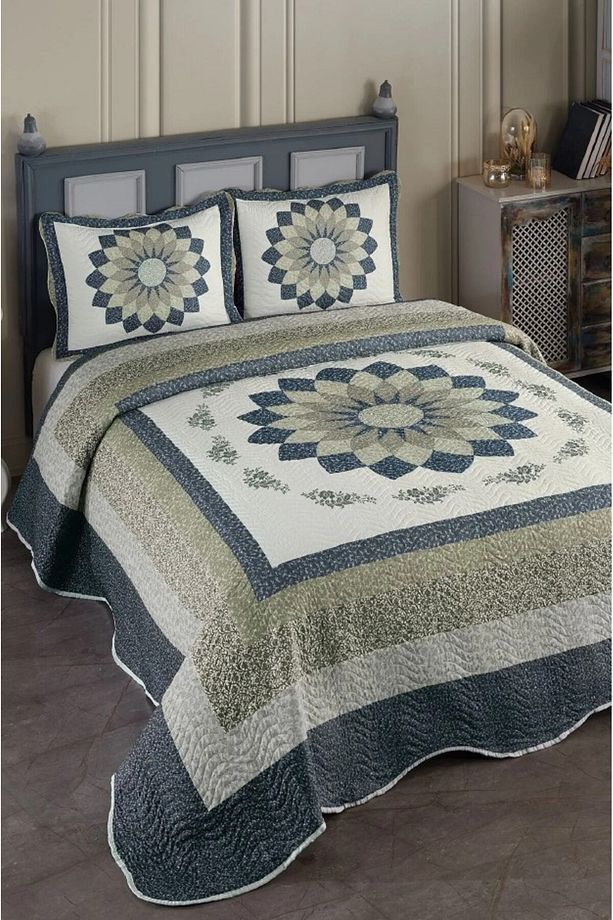 Çift Kişilik Microfiber Kapitone Yatak Örtüsü(GLORİA KAHVE) - 1