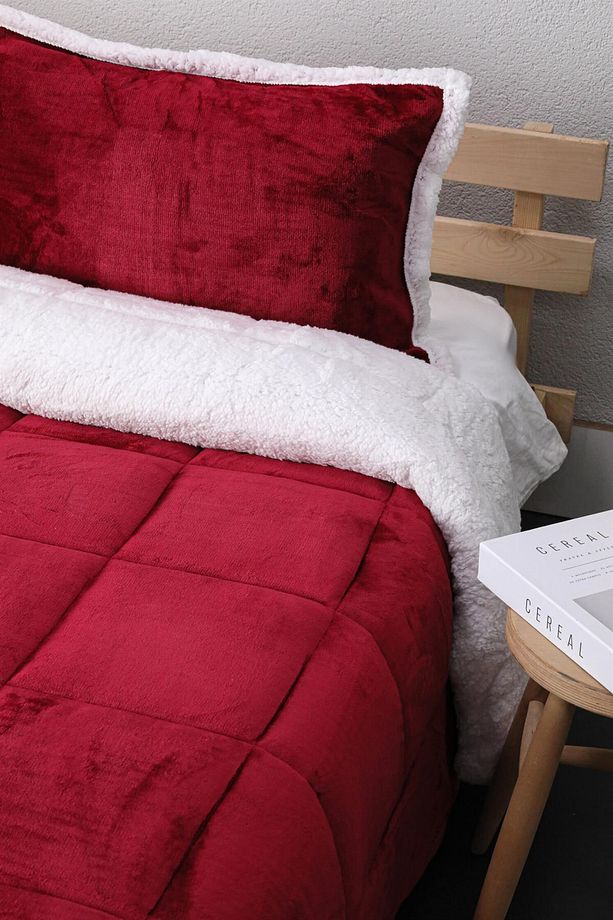 Ultrasoft Comforter Çift Kişilik Çift Taraflı Peluş Uyku Seti Fuşya | Yorgan Takımı - 2