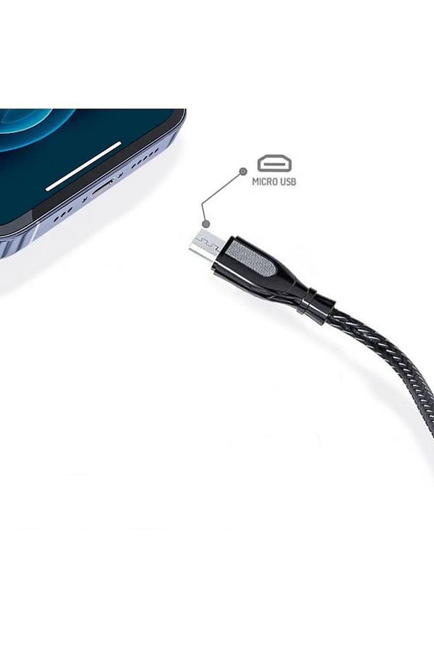 C121m Ultron Metal Örgü Micro Usb Data/şarj Kablosu 2.0a 1mt Siyah - 3